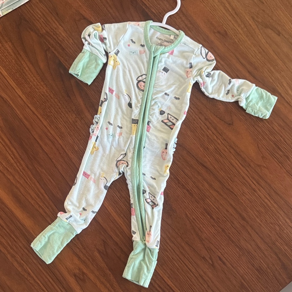 Angel Dear Mint Green Kids Footie with Playful Prints